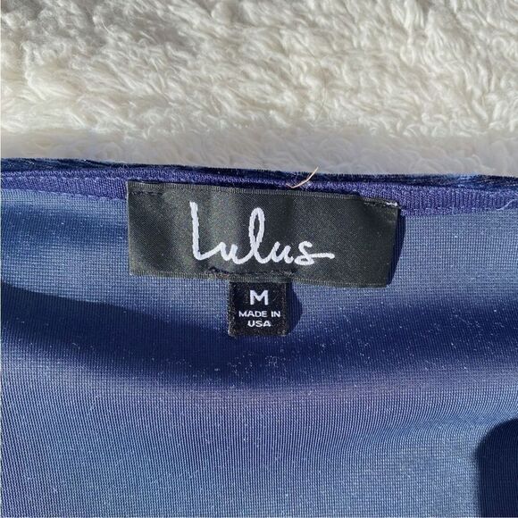 Lulu’s Navy Blue Crushed Velvet Mini Wrap Dress - Picture 7 of 8